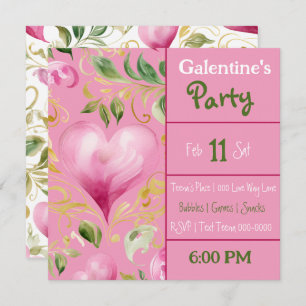 Big Pink Heart Pattern for Galentines Day Party Invitation