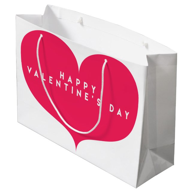 Big Pink Heart Valentine's Day Gift Bag (Back Angled)