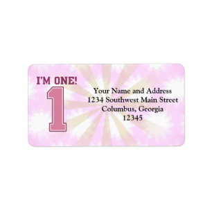 Big Pink Number One, Girl's First Birthday Label