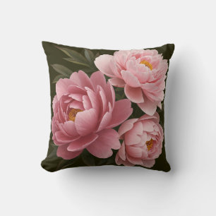 Big Pink Peonies Pillows- Vintage Floral Cushion