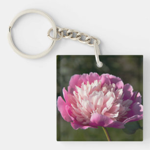 Big pink peony flowers in spring day     key ring