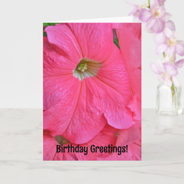 Big Pink Petunia Flowers Pretty Birthday Card (Orchid)