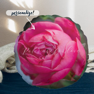 Big pink rose round cushion