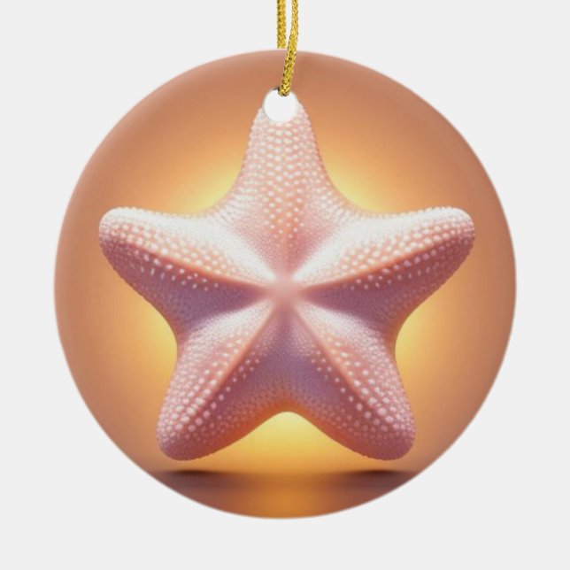 Big Pink Starfish Ceramic Ornament (Front)