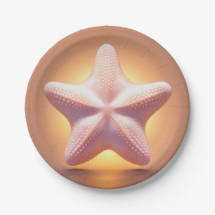 Big Pink Starfish Paper Plate