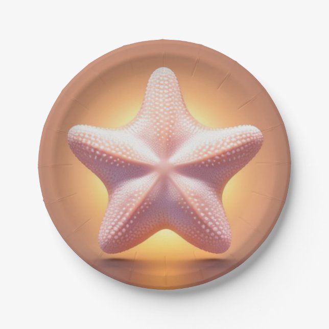 Big Pink Starfish Paper Plate (Front)
