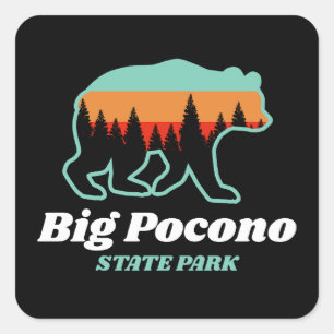 Big Pocono State Park PA Bear Retro Vintage Square Sticker