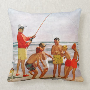 Big Pole Little Fish by Richard Sargent Cushion