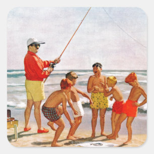 Big Pole Little Fish by Richard Sargent Square Sticker