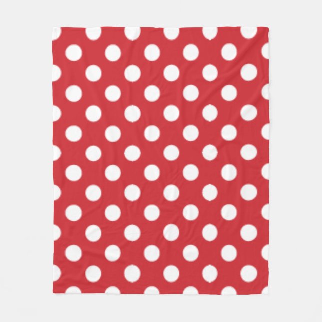 Big Polka Dot Pattern Fire Engine Red Fleece Blanket (Front)