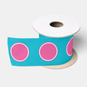Big polka dot ribbon hot pink white turquoise satin ribbon