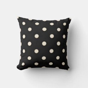 Big Polka Dots Antique White and Black Cushion