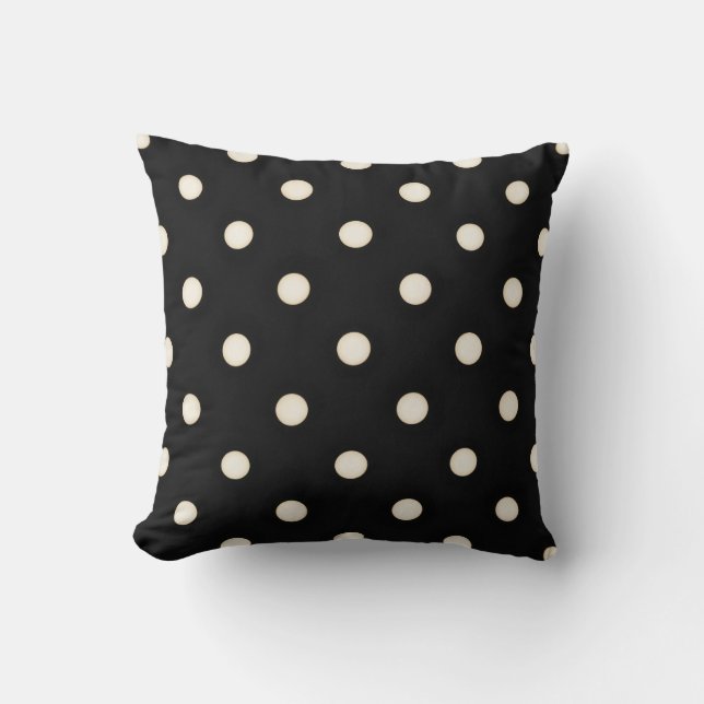 Big Polka Dots Antique White and Black Cushion (Front)