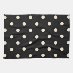 Big Polka Dots Antique White & Black Tea Towel