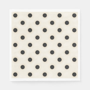 Big Polka Dots Black and Antique White Napkin