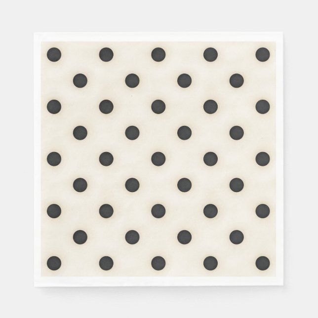 Big Polka Dots Black and Antique White Napkin (Front)
