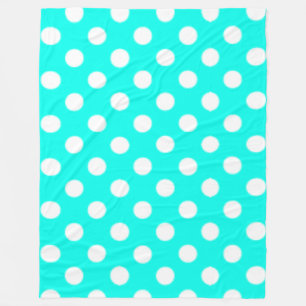 Big Polkadots Turquoise Blue Fleece Blanket