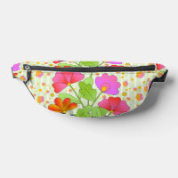 Big Pop Colour Flowers Pink and Orange Pale Green