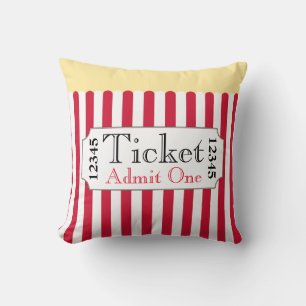 Big Popcorn Movie Ticket Cinema Pillow