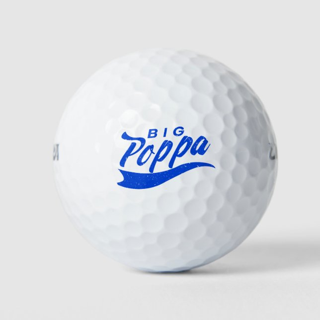 Big Poppa Dad Fathers Day Gift Golf Balls (Front)
