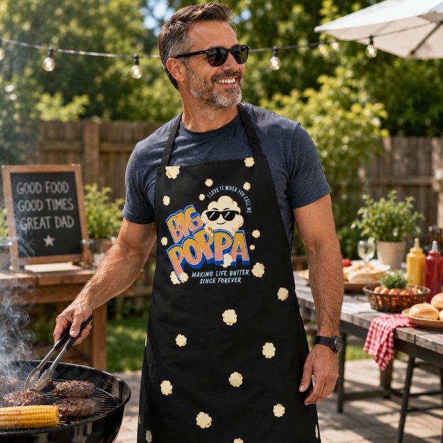 Big Poppa Popcorn Dad Funny Father’s Day Apron (Creator Uploaded)