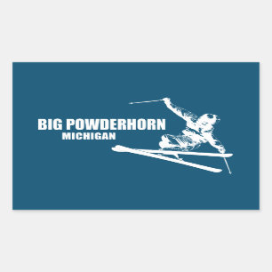 Big Powderhorn Mountain Michigan Skier Rectangular Sticker
