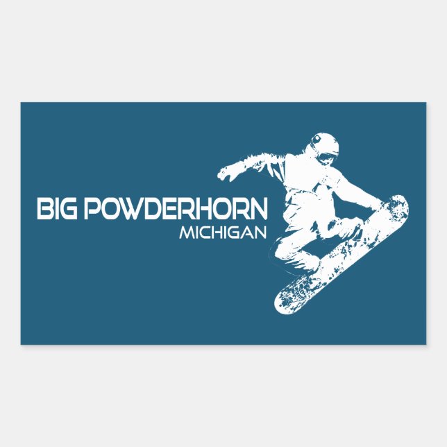Big Powderhorn Mountain Michigan Snowboarder Rectangular Sticker (Front)