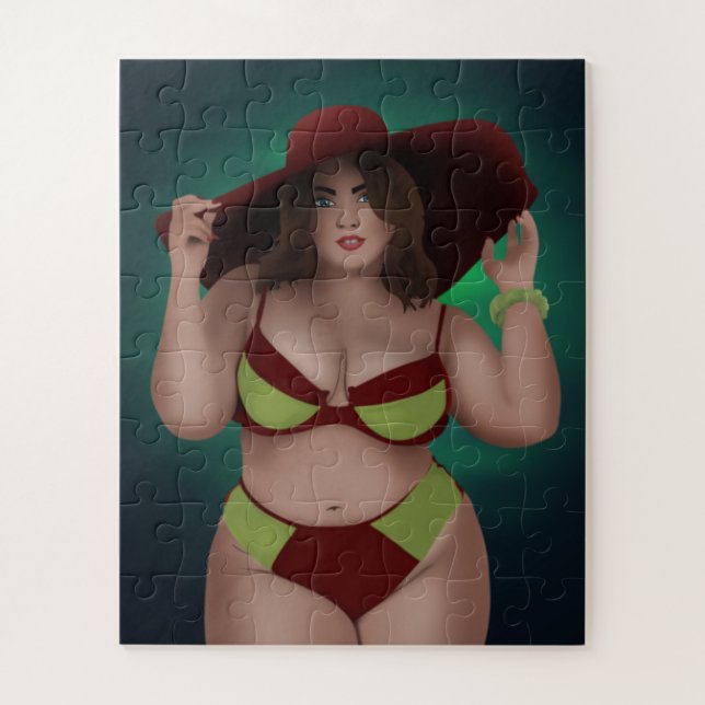 BIG PRETTY CHUBBY BBW WOMAN BIKINI JIGSAW PUZZLE (Vertical)