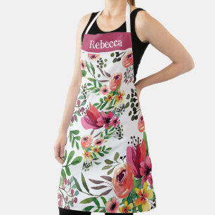 Big Pretty Floral Watercolor Pattern Personalised Apron