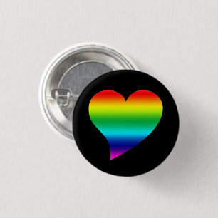 Big pride lgbtq rainbow colours Heart, Love, black 3 Cm Round Badge