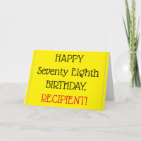 Big Print 78th Birthday Greeting Card