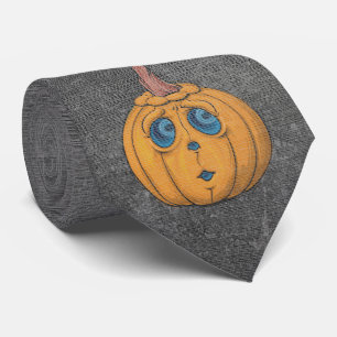 Big Pumpkin Face – Grey Texture Statement Tie