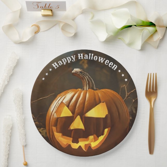 Big Pumpkin Halloween Collection Paper Plate (Wedding)