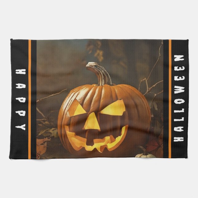 Big Pumpkin Halloween Collection Tea Towel (Horizontal)