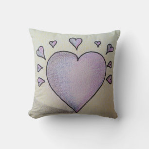 big purple heart small hearts black outline design cushion