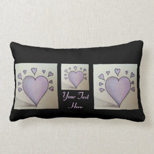 big purple heart small hearts black outline design lumbar cushion