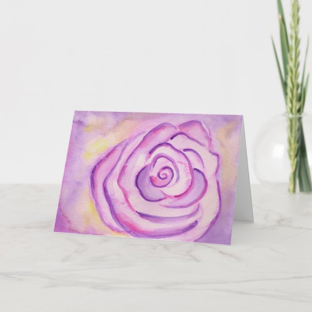 Big Purple Lilac Rose Card (Front)