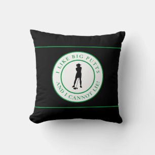 Big Putts Funny Lady Golf Modern Black Green Cute Cushion