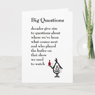 Big Questions - a funny fiftieth birthday poem Card