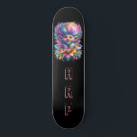 *~* Big Rainbow Hair Troll AP89 Neon Initial  Skateboard<br><div class="desc">(Search code AP89 for Troll items and AP88 for mediaeval theme items ) Easily Transfer to other Zazzle Products. BLACK background Skateboard. The bright and oh so happy NEON Rainbow colours just pop the TROLL images and LETTERS. Customise / Personalise your INITIALS / MONOGRAM. Whimsical Cute funny Long Hair Troll...</div>
