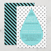 Big Raindrop & Polka Dots Blue Baby Shower
