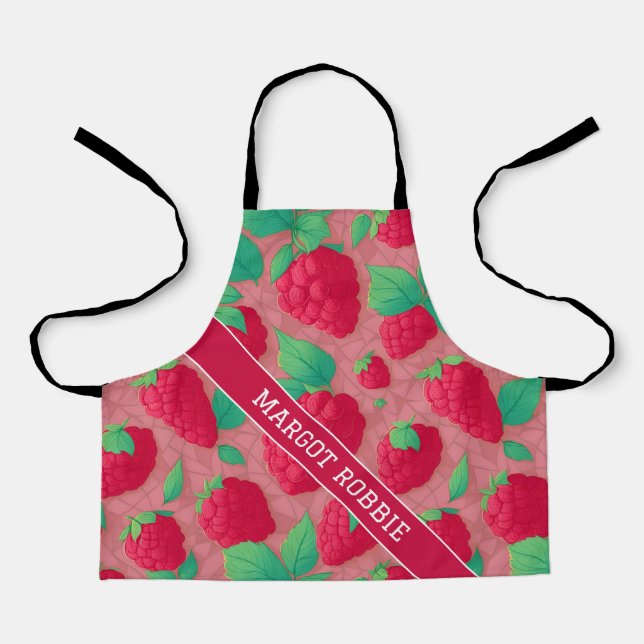 Big Raspberry Geometric Colourful Pattern Apron (Front)
