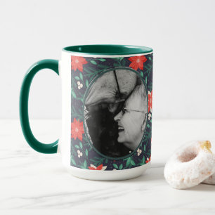 Big Red and White Christmas Poinsettias Photo Mug