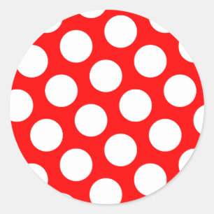 Big Red and White Polka Dots Classic Round Sticker