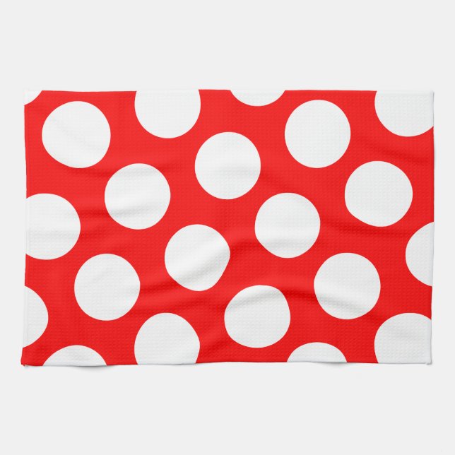 Big Red and White Polka Dots Tea Towel (Horizontal)