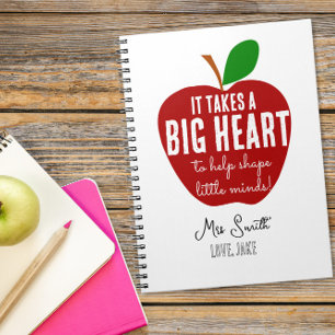 Big red apple Big heart teacher christmas gift Notebook