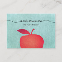Big Red Apple Chalkboard School Teacher Linen Look