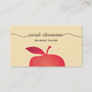 Big Red Apple Elementary School Teacher 3 Business Card