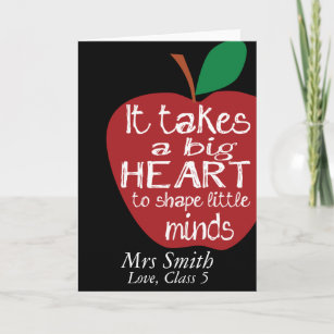 Big RED apple it takes a big heart teacher card