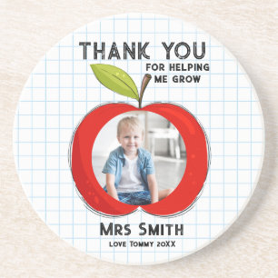 Big Red Apple Teacher Thank You Photo coaster